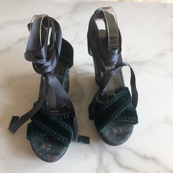 Theodora & Callum Biarritz Velvet Lace-Up Sandal - Picture 7 of 13